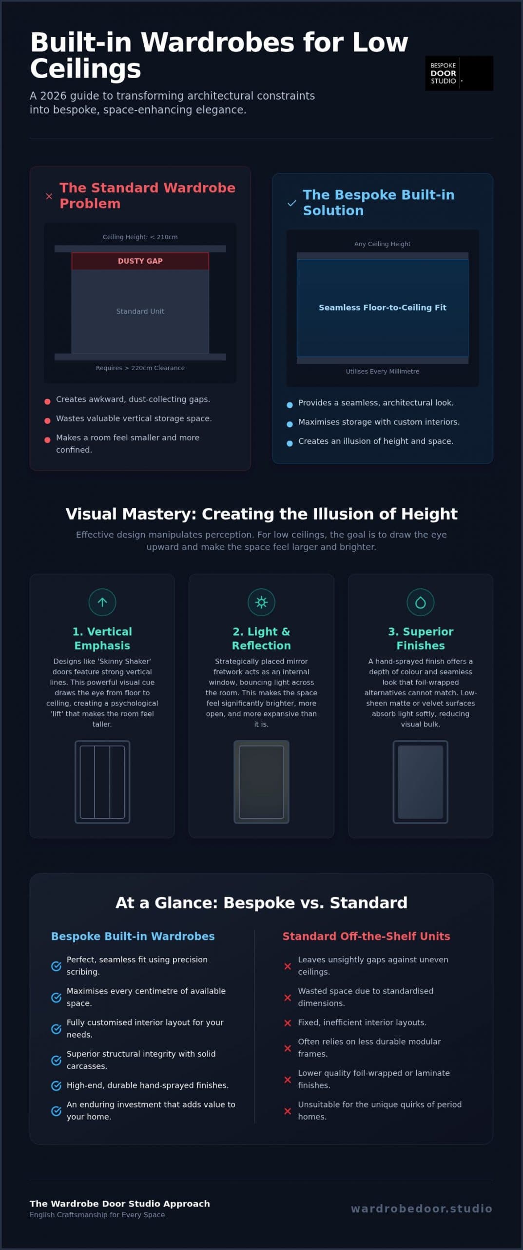 Built-in Wardrobes for Low Ceilings: A 2026 Guide to Bespoke Luxury